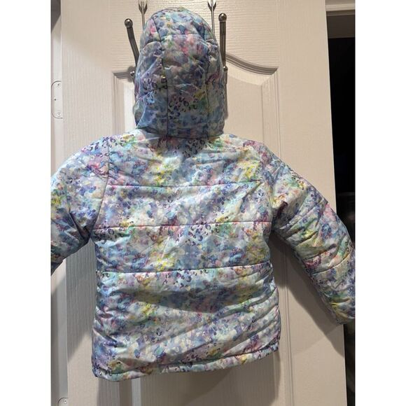 ZerOxPOSUr Toddler, Girls Purple Flower, Print Watermark, Winter Zip Coat W Hood - Picture 9 of 10